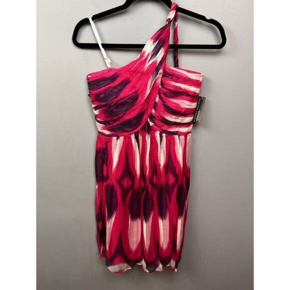Boston Proper Muse Dress‎ Womens 2 Colorful Silk One Shoulder Lined Fairy New